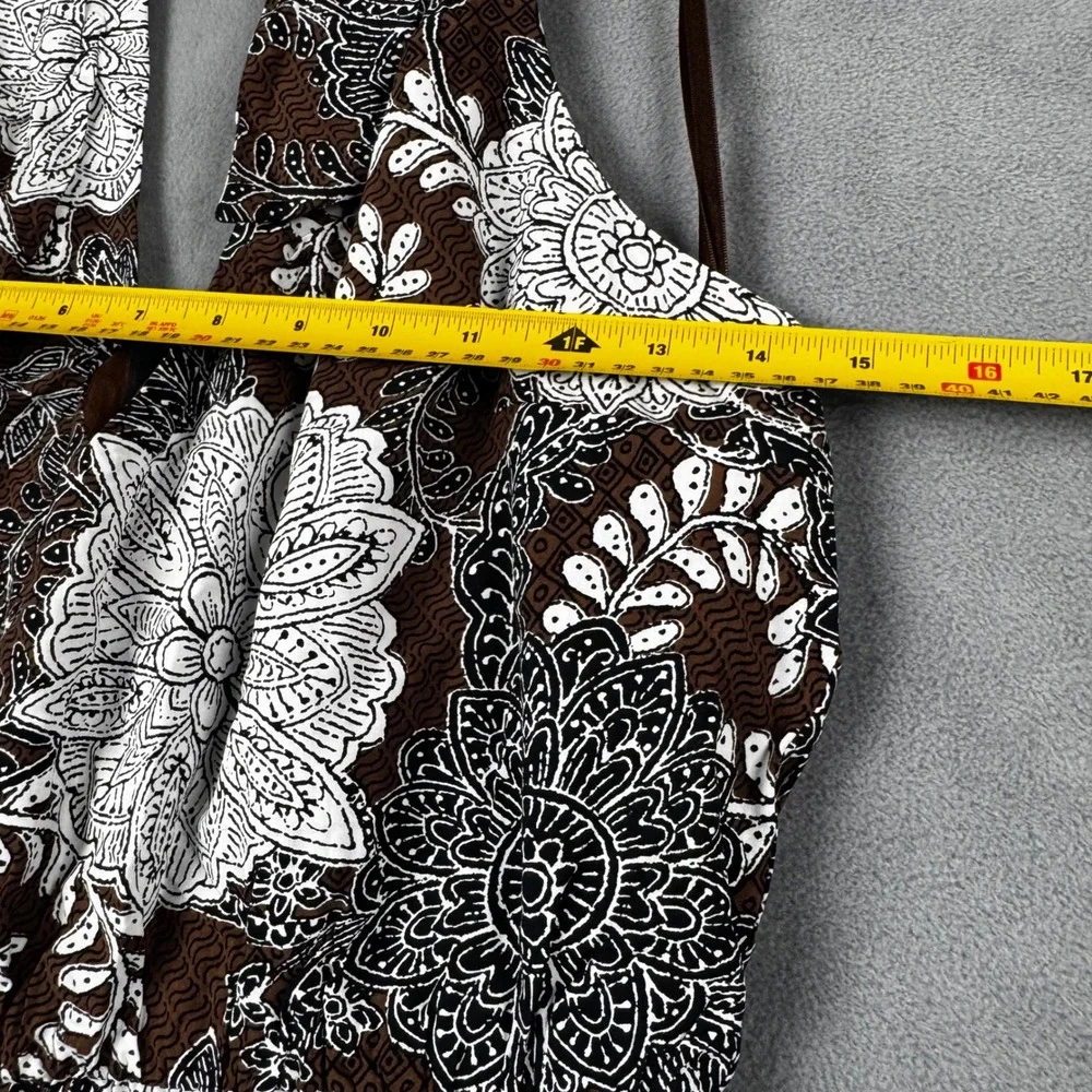 New Loft Brown White Floral Paisley Halter Maxi Dress Size 4 Boho‎ Summer V-Neck